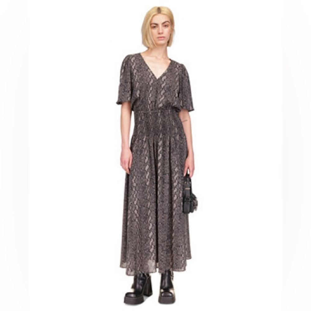 MICHAEL Kors Snake-Print Smocked Maxi Dress size M NWT